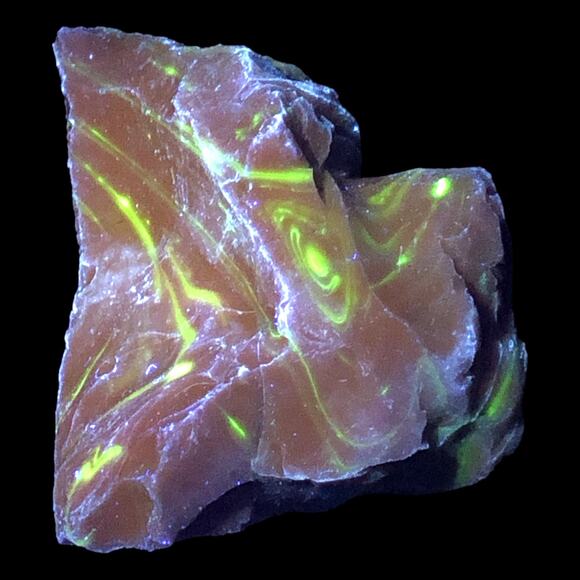 Lavender Vaseline Swirl Slag Art Glass Cullet Glowing Uranium Glass #4GX46 - Picture 2 of 8